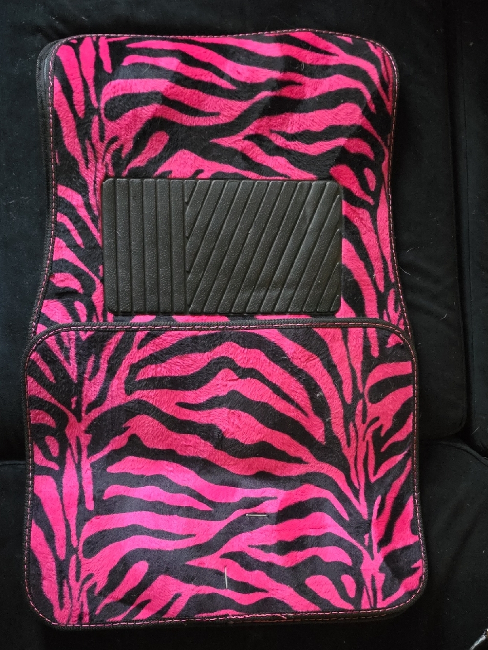 Pink and Black Zebra Print Car Floor Mats